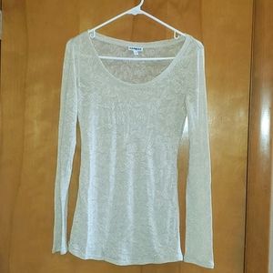 Express champagne color sparkle sheer long sleeve, Medium